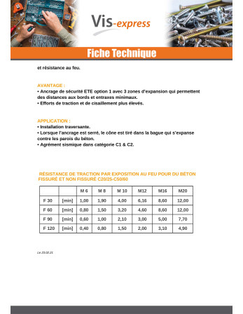Boulon (vendu avec Ecrou) Ancrage M6X65 Avec Vis métaux Tête hexagonale TH Acier zingué