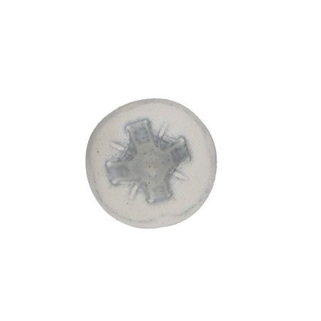 1 x VBA Vis bois agglo Tête ronde TR Pozi N°2 3.5X15 Acier zingué Laqué blanc RAL9010 blanc pur