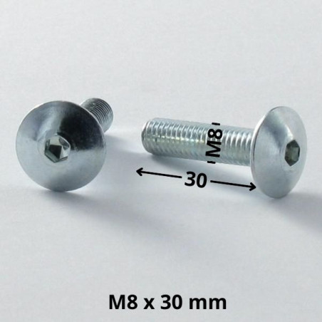 1 x Vis Poelier M8X30 Clé de 5 HC5 Acier zingué