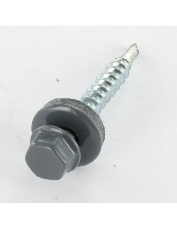 Vis autoperceuse Tête hexagonale TH 4.8X35 Rondelle d'étanchéite EPDM Acier zingué RAL7012 gris basalte