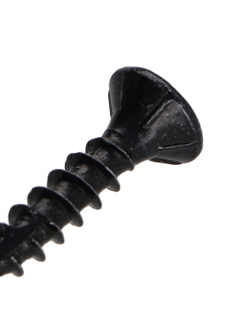 Vis bois TEKOR Tête fraisée Cranté 4X20 TORX T20 Acier zingué noir Filetage total Pointe antifendage type 17