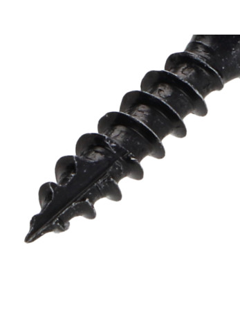 Vis bois TEKOR Tête fraisée Cranté 4X20 TORX T20 Acier zingué noir Filetage total Pointe antifendage type 17