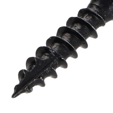 1 x Vis bois TEKOR Tête fraisée Cranté 4X20 TORX T20 Acier zingué noir Filetage total Pointe antifendage type 17