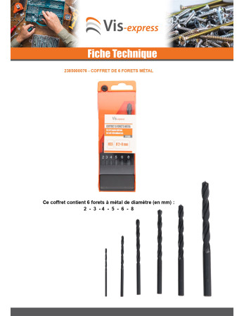 Assortiment de 6 FORETS METAL HSS