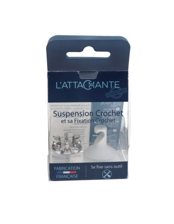 Crochet décoratif Aluminium Blanc avec fixation pour plaque de plâtre L'ATTACHANTE