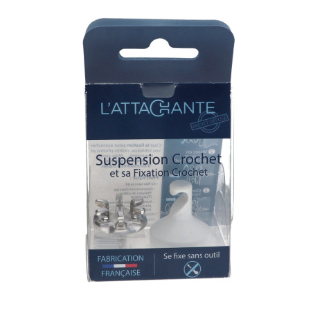 1 x Crochet décoratif Aluminium Blanc avec fixation pour plaque de plâtre L'ATTACHANTE