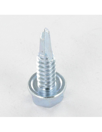 Vis autoperceuse Tête hexagonale TH Embase collerette Lisse 6.3X38 Acier zingué