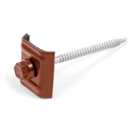 1 x Vis autoperceuse avec cavalier monté pour toiture Type E1 RAL8012 brun rouge 6.3X100
