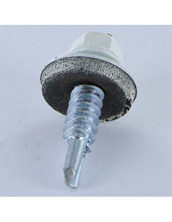 Vis autoperceuse Tête hexagonale TH 5.5X25 Rondelle d'étanchéite EPDM Acier zingué RAL9010 blanc pur