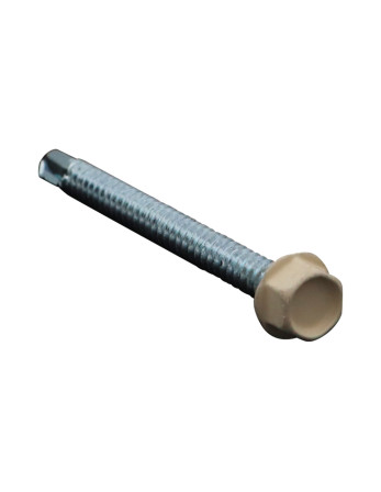 Vis autoperceuse Tête hexagonale TH 6.3X75 Filet tôle Acier zingué LAQ RAL1015 ivoire clair