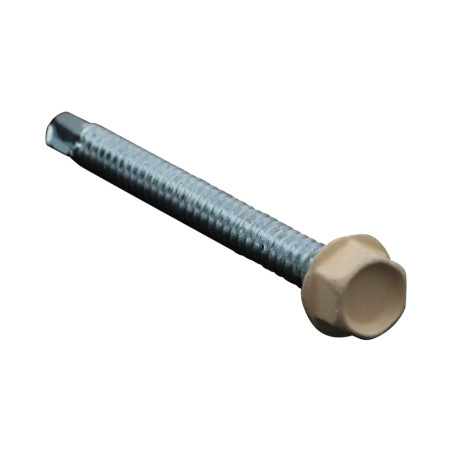 1 x Vis autoperceuse Tête hexagonale TH 6.3X75 Filet tôle Acier zingué LAQ RAL1015 ivoire clair