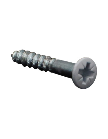 Vis bois Tête fraisée bombée TFB Pozi N°2 4X25 Acier zingué RAL9016 blanc signalisation