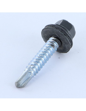 Vis autoperceuse Tête hexagonale TH 6.3X38 Rondelle d'étanchéite EPDM Acier zingué RAL7024 gris graphite