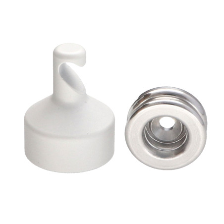 1 x Crochet décoratif Aluminium Blanc avec fixation multi-matériaux L'ATTACHANTE