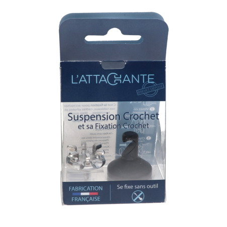 1 x Crochet décoratif Aluminium Noir avec fixation pour plaque de plâtre L'ATTACHANTE