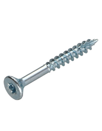 Vis bois TEKOR Tête fraisée Cranté 3.5X35 Filetée sur 21 TORX T15 Acier zingué Pointe antifendage type 17