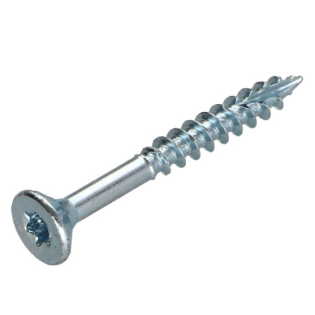 1 x Vis bois TEKOR Tête fraisée Cranté 3.5X35 Filetée sur 21 TORX T15 Acier zingué Pointe antifendage type 17