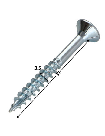 Vis bois TEKOR Tête fraisée Cranté 3.5X35 Filetée sur 21 TORX T15 Acier zingué Pointe antifendage type 17