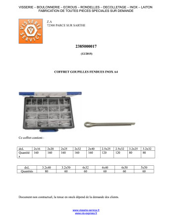 Assortiment de 1580 Goupille Fendue Inox A2