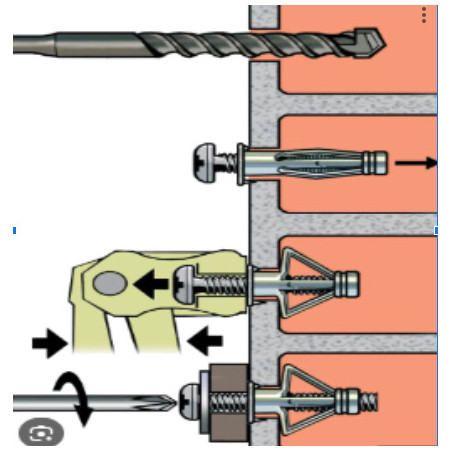1 x Cheville métalique pour plaque de plâtre Avec Vis M4X30 RAWLPLUG