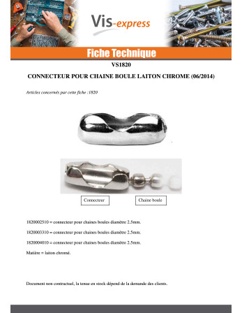 Connecteur Laiton chrome Pour Chaîne De 2.5