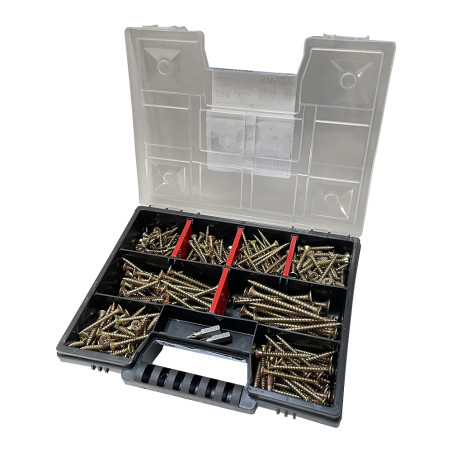 1 x Assortiment de 280 VBA Vis bois agglo Tête fraisée TORX Pointe antifendage type 17 Bichromaté