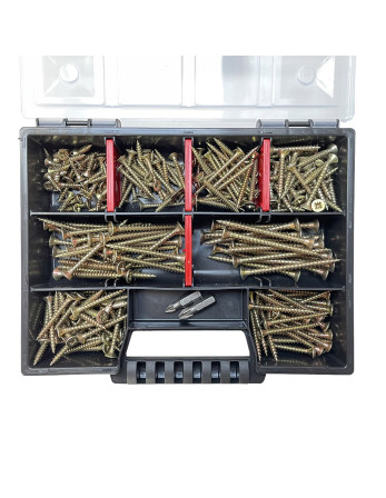 Assortiment de 280 VBA Vis bois agglo Tête fraisée TORX Pointe antifendage type 17 Bichromaté