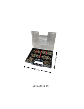 Assortiment de 280 VBA Vis bois agglo Tête fraisée TORX Pointe antifendage type 17 Bichromaté