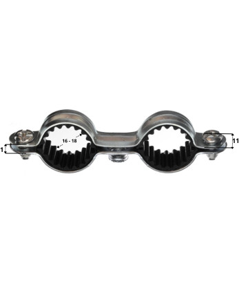 Collier de fixation isophonique double M7X150 Diamètre 16 Acier zingué