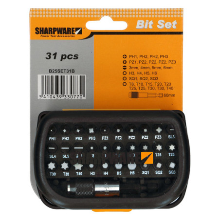 1 x Assortiment de 30 Embout Phillips Pozi TX Fendue H + 1 Porte EM
