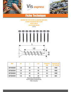 BDE 50 Vis pour plaque de plâtre Spax GIX-B 3.9X45 Acier... 2