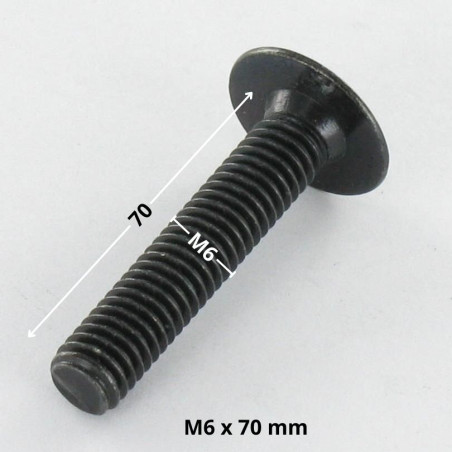 1 x Vis Poelier M6X70 Clé de 4 HC4 Acier zingué noir