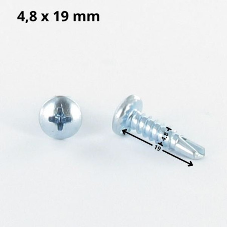 1 x Vis autoperceuse Tête cylindrique bombée TCB Phillips 4.8X19 Filet tôle Acier zingué