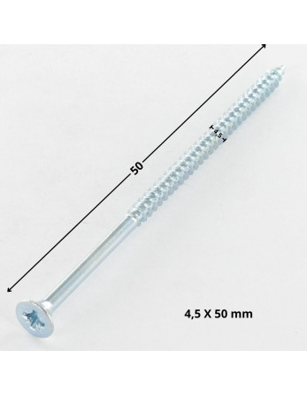 VBA Vis bois agglo Tête fraisée Pozi N°2 4.5X50 Filetage partiel Acier zingué