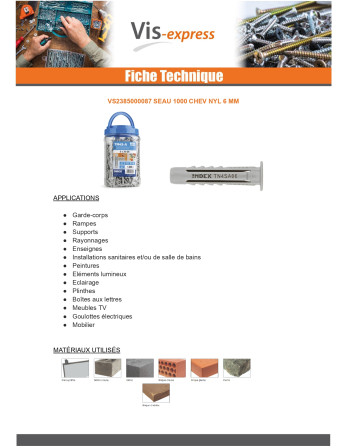 Seau de 1000 Cheville Nylon 6