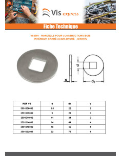 Rondelle Pour construction bois intérieur carré 18X56X5... 2