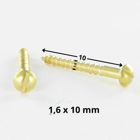 1 x Vis bois Laiton Tête ronde TR Fendue 1.6X10 microvis
