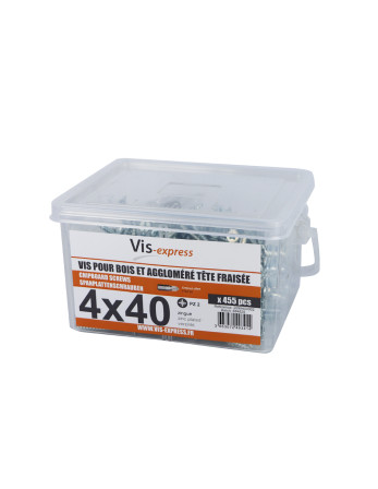 Seau de 455 Vis bois agglo 4X40 Tête fraisée Pozi N°2 Acier zingué
