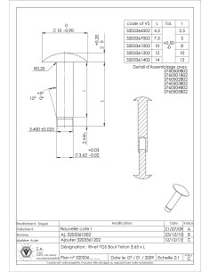 Rivet à frapper Tête goutte de suif 3.65X7.5 Bout téton... 2
