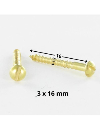 Vis bois Laiton Tête ronde TR Fendue 3X16 microvis
