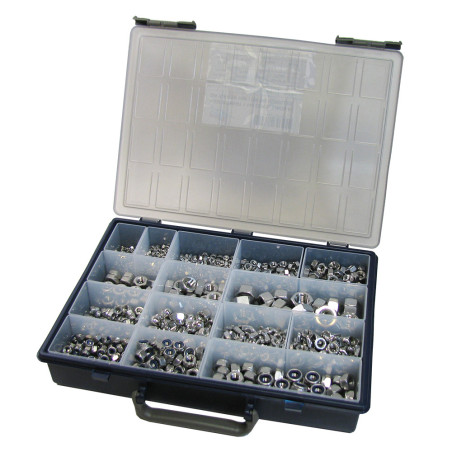 1 x Assortiment de 1140 Ecrou Hexagonal HU /FREIN/BORGNE/OREILLE Inox A2