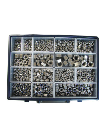 Assortiment de 1140 Ecrou Hexagonal HU /FREIN/BORGNE/OREILLE Inox A2