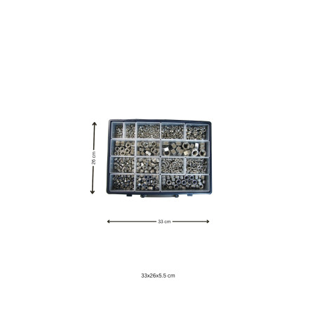 1 x Assortiment de 1140 Ecrou Hexagonal HU /FREIN/BORGNE/OREILLE Inox A2