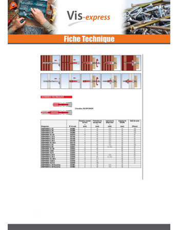 Cheville Nylon DUOPOWER Fischer 8X65 Sans Vis