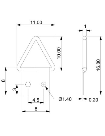Attache triangulaire pour tableau 8MM Acier brut