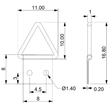1 x Attache triangulaire pour tableau 8MM Acier brut