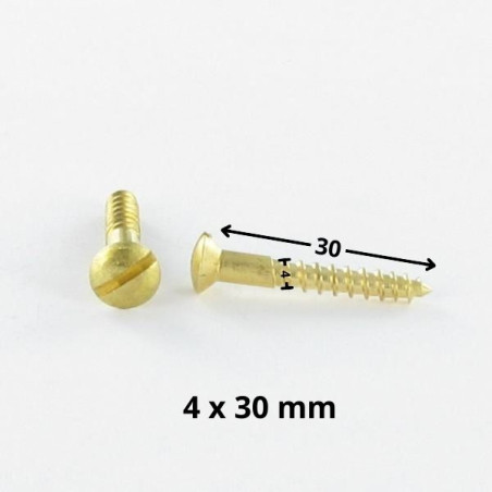 1 x Vis bois Laiton Tête fraisée bombée TFB Fendue 4X30