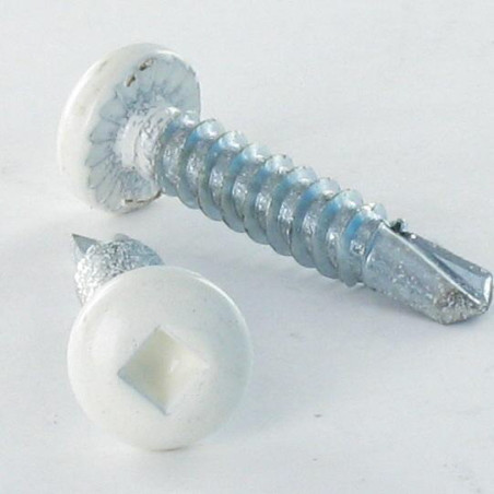 1 x Vis autoperceuse Tête cylindrique TC EMPR Carré 4.2X16 Acier zingué Laqué blanc 9010