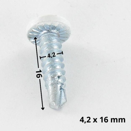 1 x Vis autoperceuse Tête cylindrique TC EMPR Carré 4.2X16 Acier zingué Laqué blanc 9010