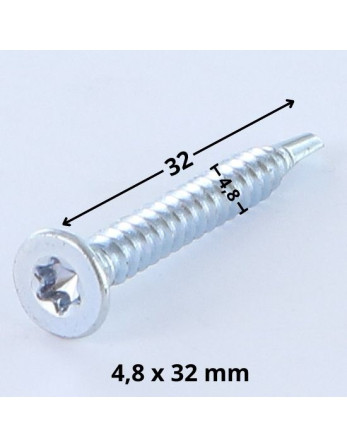 Vis autoperceuse Tête fraisée TORX T25 4.8X32 Acier zingué